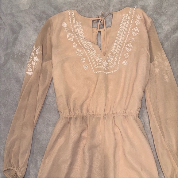 Forever 21 Tan Embroidered Flowy Romper - Picture 4 of 9